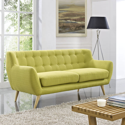 sofas | CasaFoyer Remark Dual Cushion Loveseat | Mid-Century Modern Style | Organic Shape | Natural Wood Legs | Polyester Upholstery | Elegant Button Detailing | Perfect for Cozy Conversations and Contemporary Living Spaces | casafoyer.myshopify.com