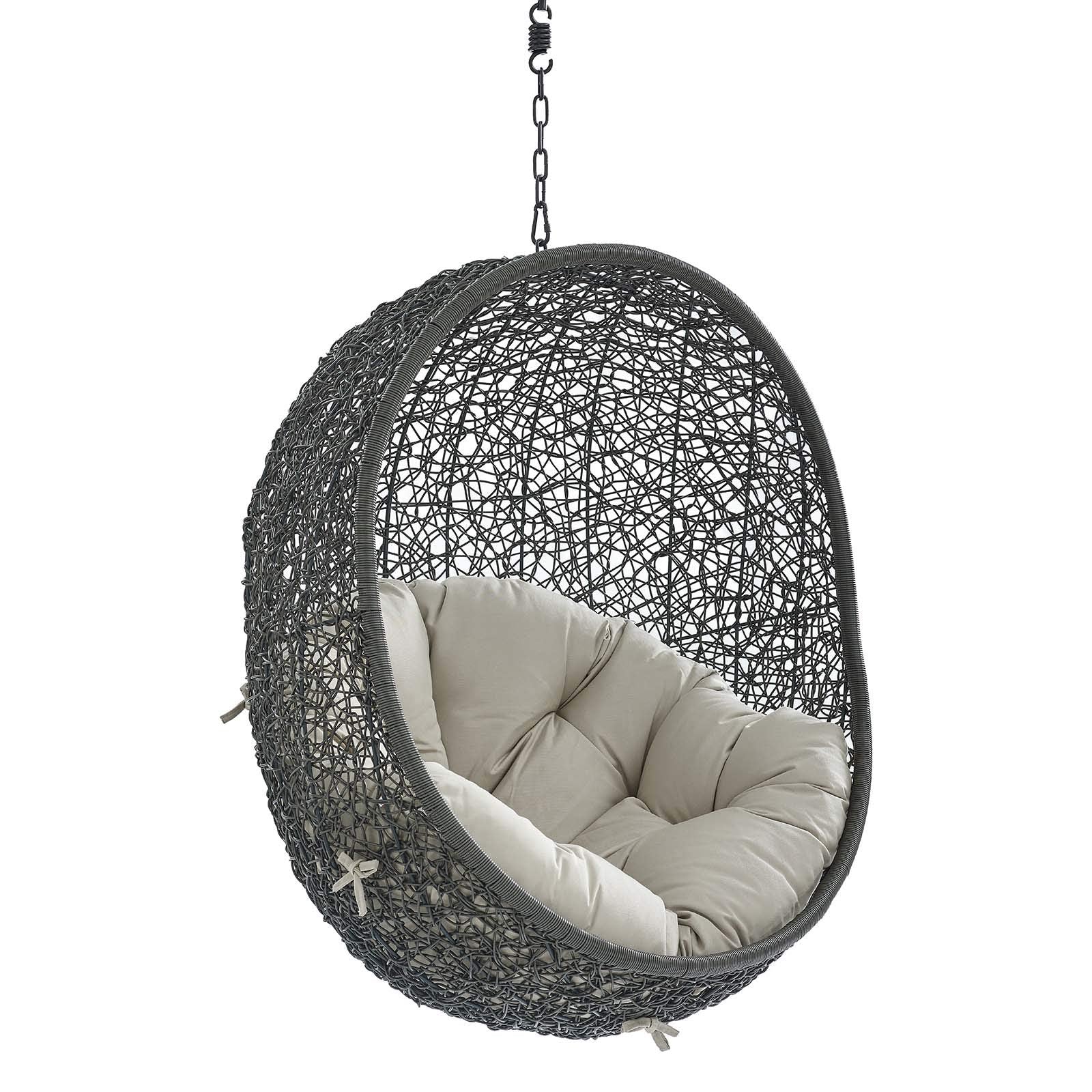 porch swings | Ergode Hide Outdoor Patio Swing Chair | Exotic Island Tranquility | Synthetic Rattan Weave | Sunbrella Cushion | Powder-Coated Steel Frame | Adjustable Chain | Weather Resistant | UV Protection | Gray Beige | casafoyer.myshopify.com