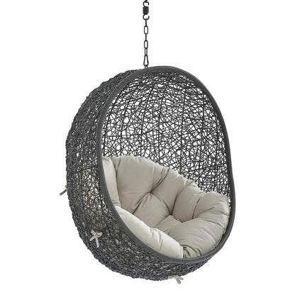 porch swings | Ergode Hide Outdoor Patio Swing Chair | Exotic Island Tranquility | Synthetic Rattan Weave | Sunbrella Cushion | Powder-Coated Steel Frame | Adjustable Chain | Weather Resistant | UV Protection | Gray Beige | casafoyer.myshopify.com