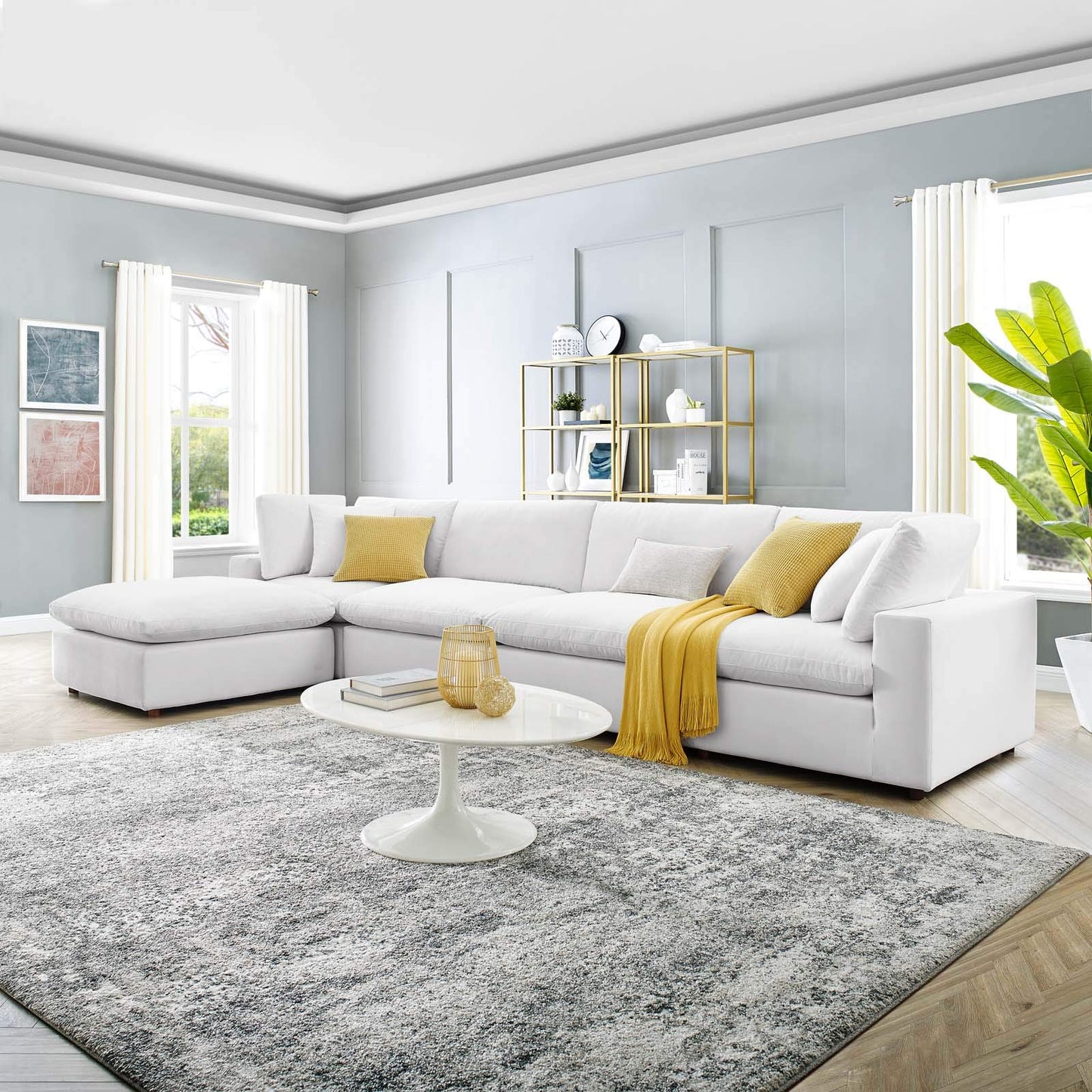 kitchen and dining room sets | CasaFoyer Commix Sectional Sofa | Luxurious & Inviting | Stain-Resistant Velvet | Solid Wood Construction | Foam Padded Cushions | Versatile Seating | White | casafoyer.myshopify.com
