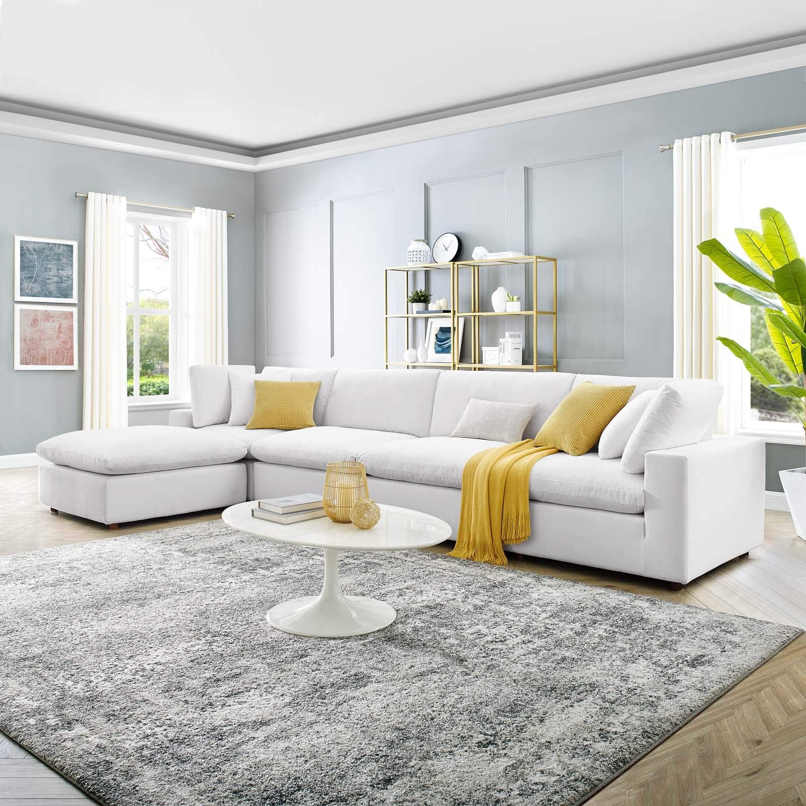 kitchen and dining room sets | CasaFoyer Commix Sectional Sofa | Luxurious & Inviting | Stain-Resistant Velvet | Solid Wood Construction | Foam Padded Cushions | Versatile Seating | White | casafoyer.myshopify.com