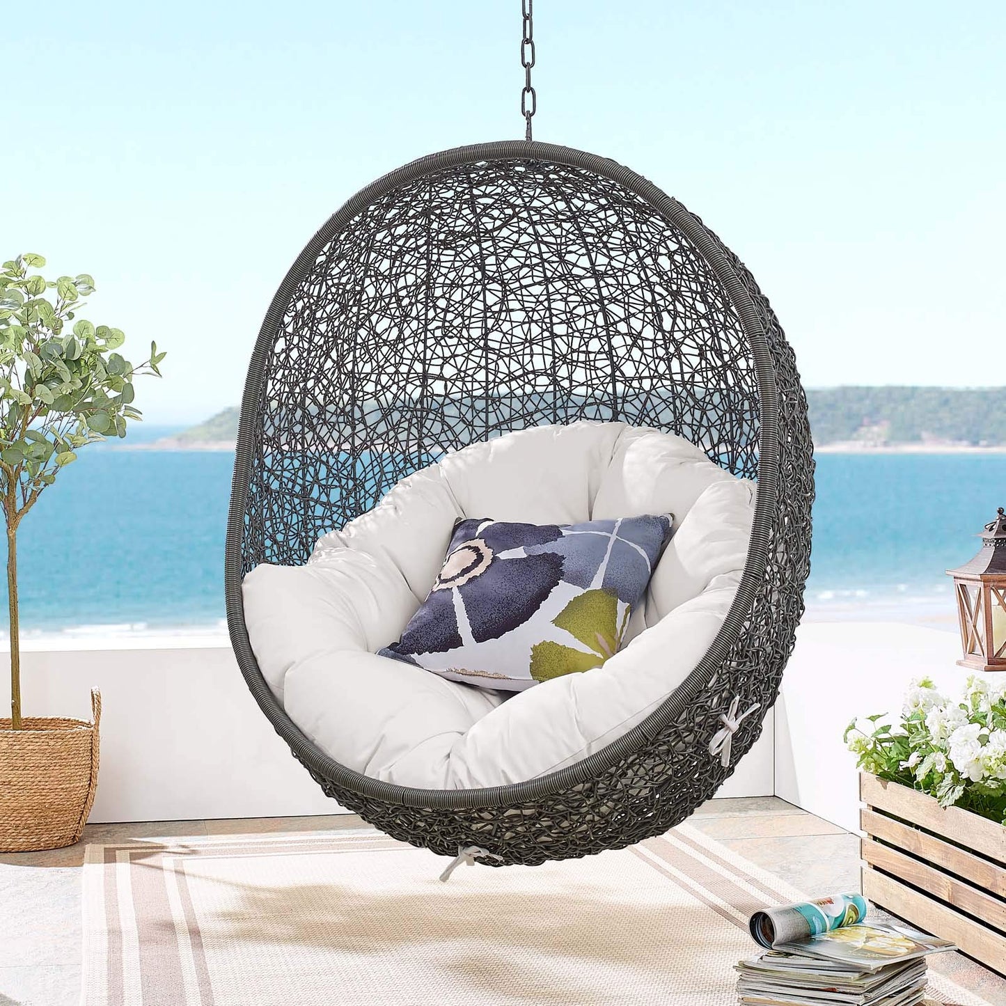 porch swings | Ergode Hide Outdoor Patio Swing Chair | Exotic Island Tranquility | Synthetic Rattan Weave | Sunbrella Cushion | Powder-Coated Steel Frame | Adjustable Chain | Weather Resistant | Indoor/Outdoor Lounge | casafoyer.myshopify.com