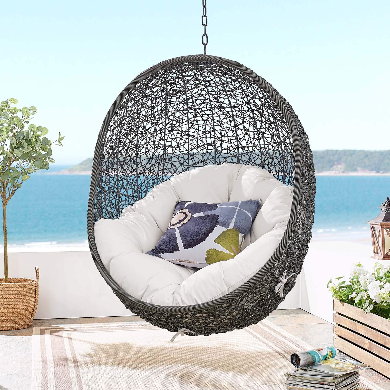 porch swings | Ergode Hide Outdoor Patio Swing Chair | Exotic Island Tranquility | Synthetic Rattan Weave | Sunbrella Cushion | Powder-Coated Steel Frame | Adjustable Chain | Weather Resistant | Indoor/Outdoor Lounge | casafoyer.myshopify.com