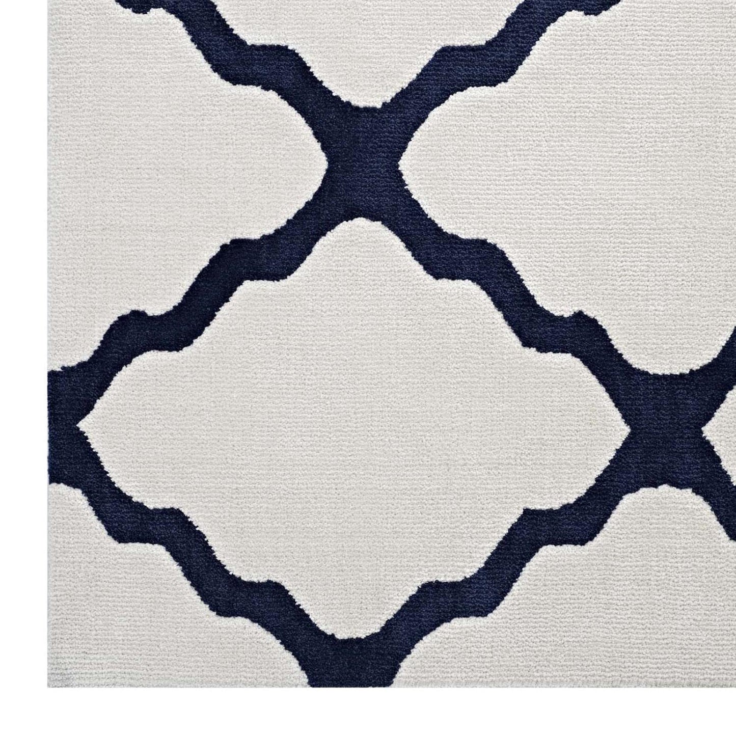 area rugs | CasaFoyer Marja Moroccan Trellis Area Rug | Soft, Elegant Lattice Design | Stain Resistant, Easy to Maintain | 5x8 Size | Ivory & Navy | casafoyer.myshopify.com