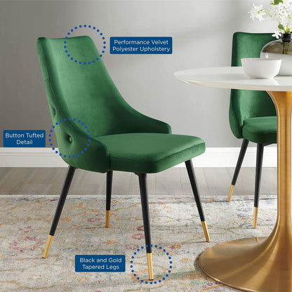home office desk chairs | CasaFoyer Adorn Tufted Performance Velvet Dining Side Chair | Elegant | Stain-Resistant | Cozy Seating | Vintage Modern Style | Gold Foot Sleeves | Versatile | 300 lbs. Capacity | Non-Marking Foot Caps | No Assembly Required | casafoyer.myshopify.com