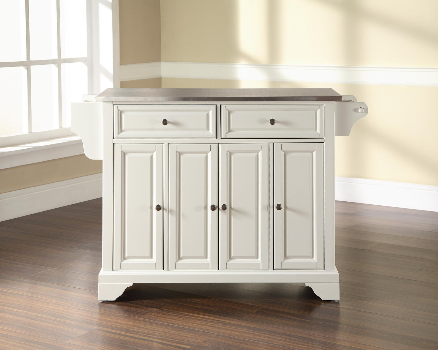 Kitchen Storage | Durable Solid Hardwood Kitchen Island | Raised Panel Doors | Ample Storage Space | Elegant & Functional | White Finish | casafoyer.myshopify.com