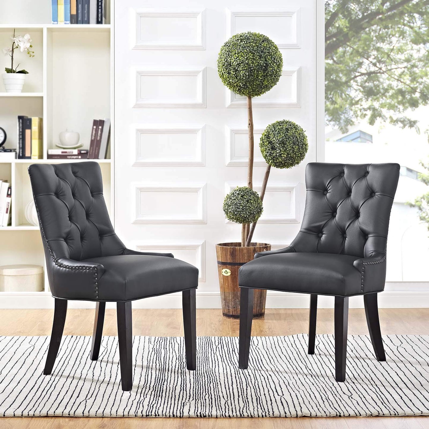 home office desk chairs | CasaFoyer Regent Dining Side Chair Set of 2 | Nostalgic Era Design | Tufted Buttons | Nailhead Trim | Vinyl Upholstery | Non-Marking Foot Caps | Tapered Wood Legs | casafoyer.myshopify.com