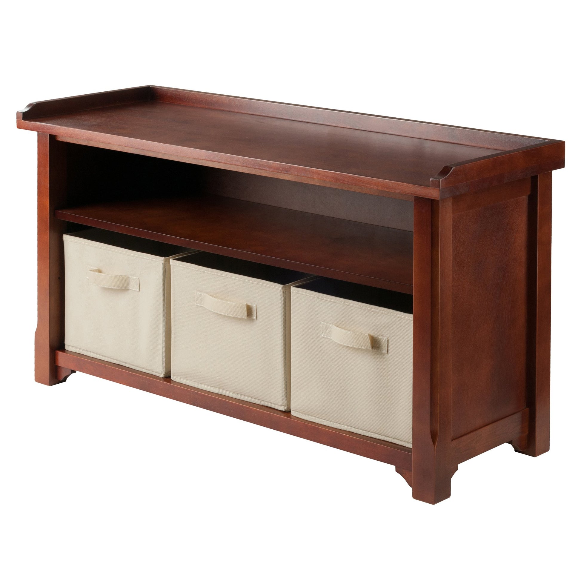 BENCH | Ergode  Wood Milan Verona Set | Storage Bench with 3 Foldable Baskets | Versatile & Sturdy Design | Walnut Finish | Easy Assembly | 40 W x 14.2 D x 22 H | casafoyer.myshopify.com