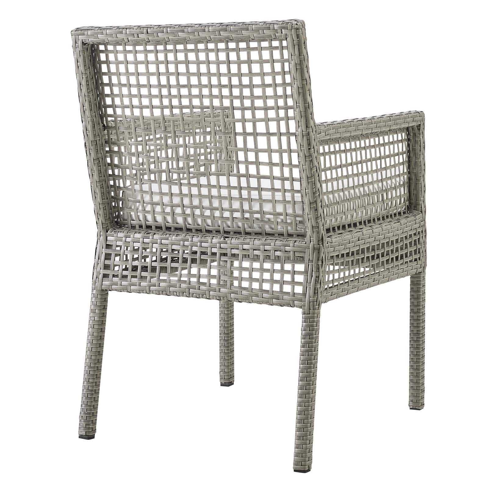 sofas | CasaFoyer Aura Outdoor Patio Dining Chair Set of 4 | Gray Wicker Rattan | Powder-Coated Aluminum Frame | All-Weather Cushion | Non-Marking Foot Caps | casafoyer.myshopify.com
