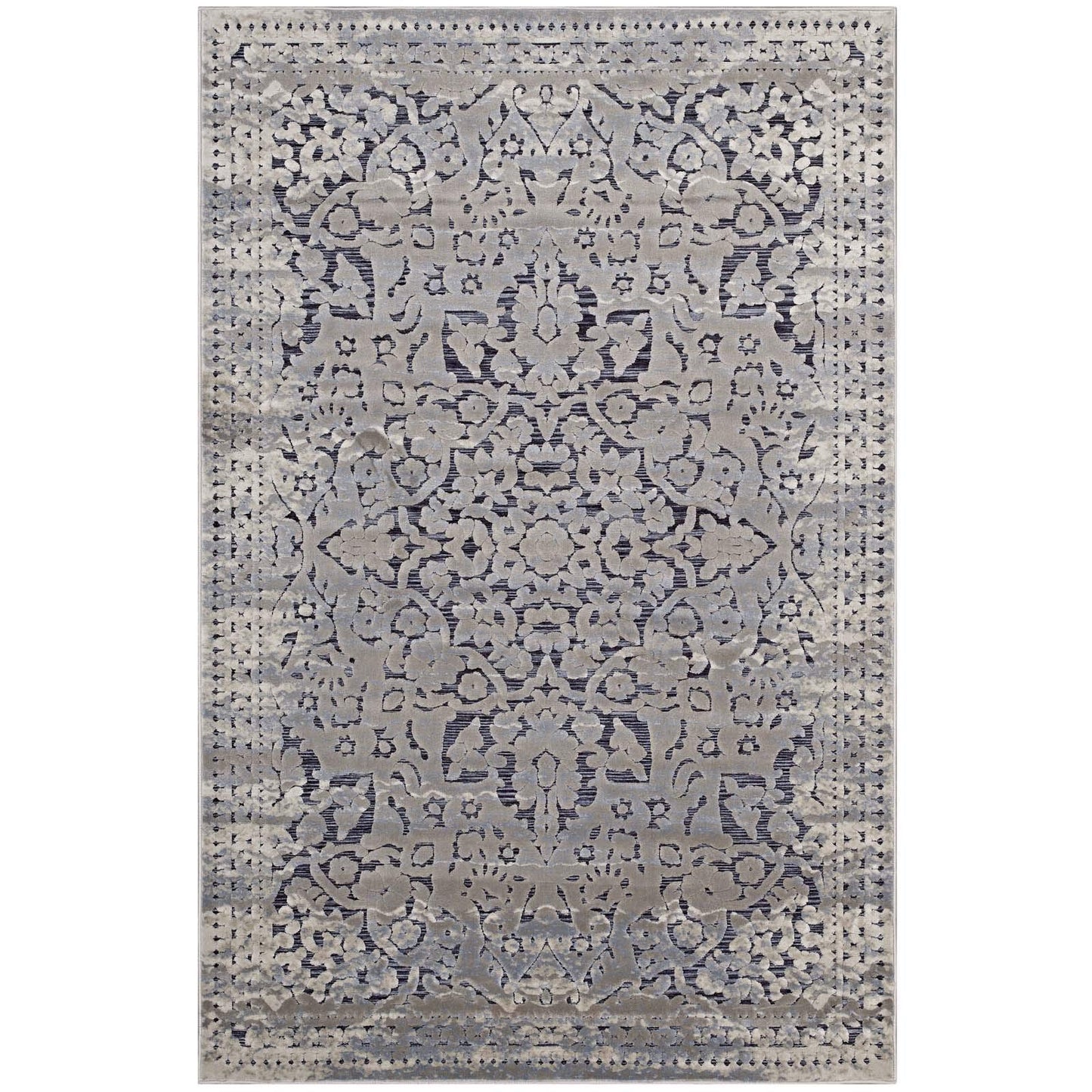 Carpet & Rugs | CasaFoyer Margarida Distressed Vintage Turkish Area Rug | Intricate Design | Durable Blend | Rubber Bottom | Versatile & Family-Friendly | 8x10 Blue/Cream | casafoyer.myshopify.com
