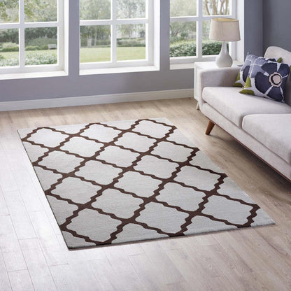 Carpet & Rugs | CasaFoyer Marja Moroccan Trellis Area Rug | Luxuriously Plush | Stain-Resistant | Durable | 5x8 Size | Brown and Gray | casafoyer.myshopify.com