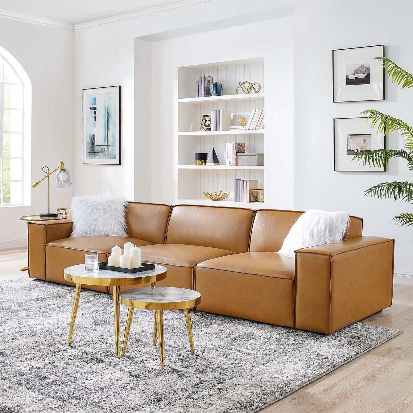 kitchen and dining room sets | CasaFoyer Restore Vegan Leather Sofa | Luxurious 3-Piece Lounge Furniture | Foam Padding & French Piping | Tan | casafoyer.myshopify.com