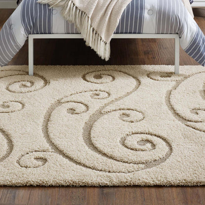 Carpet & Rugs | CasaFoyer Sprout Scrolling Vine Area Rug | Modern Design | Durable Construction | Non-Shedding | Stain-Resistant | 5x8 Size | Cream and Beige | casafoyer.myshopify.com