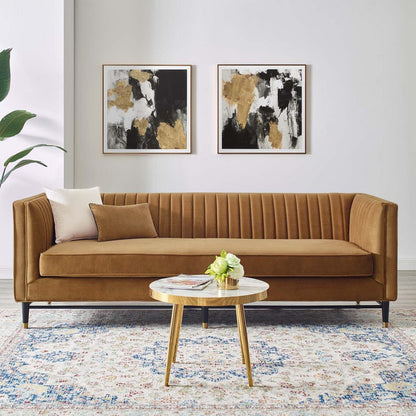 sofas | CasaFoyer Devote Channel Tufted Performance Velvet Sofa | Retro Twist | Stain-Resistant | Dense Foam Padding | Durable Construction | Black Rubberwood Legs with Gold Sleeves | Non-Marking Foot Caps | Assembly Required | 1322 lbs Weight Capacity | casafoyer.myshopify.com
