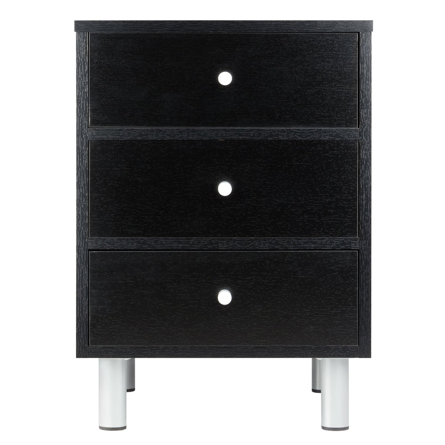 TABLE | CasaFoyer  | Sleek Black Nightstand | 3 Drawers | Ample Storage Space | Metal Accents | 15.75W x 16.1D x 22H | casafoyer.myshopify.com