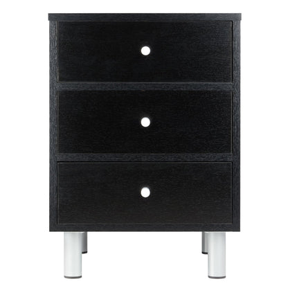 TABLE | CasaFoyer  | Sleek Black Nightstand | 3 Drawers | Ample Storage Space | Metal Accents | 15.75W x 16.1D x 22H | casafoyer.myshopify.com