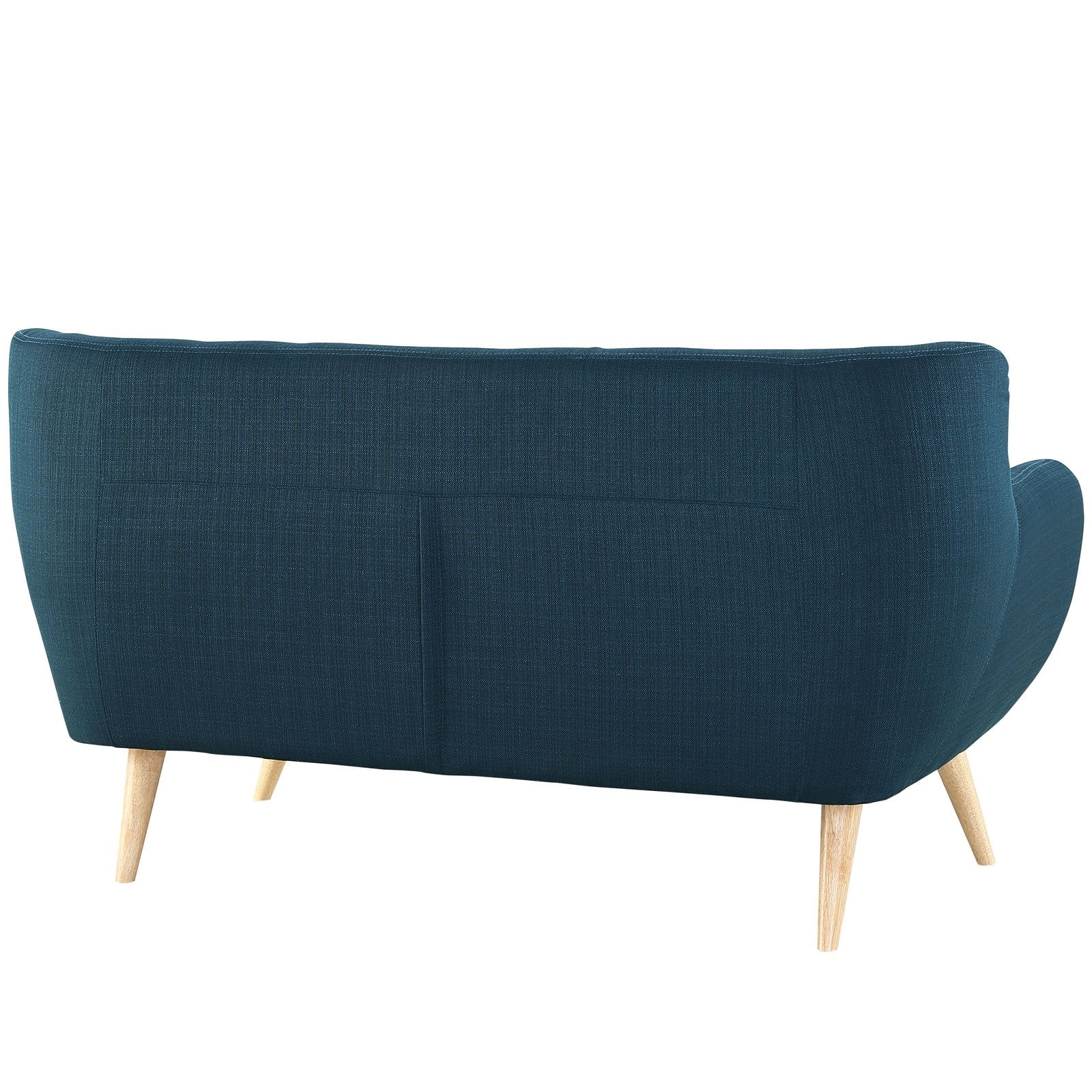 home office desk chairs | Remark Loveseat | Exquisite Comfort & Style | Mid-Century Modern Design | Plush Dual Cushion | Natural Wood Legs | Polyester Upholstery | Finely Stitched Back Seat Buttons | Azure | casafoyer.myshopify.com
