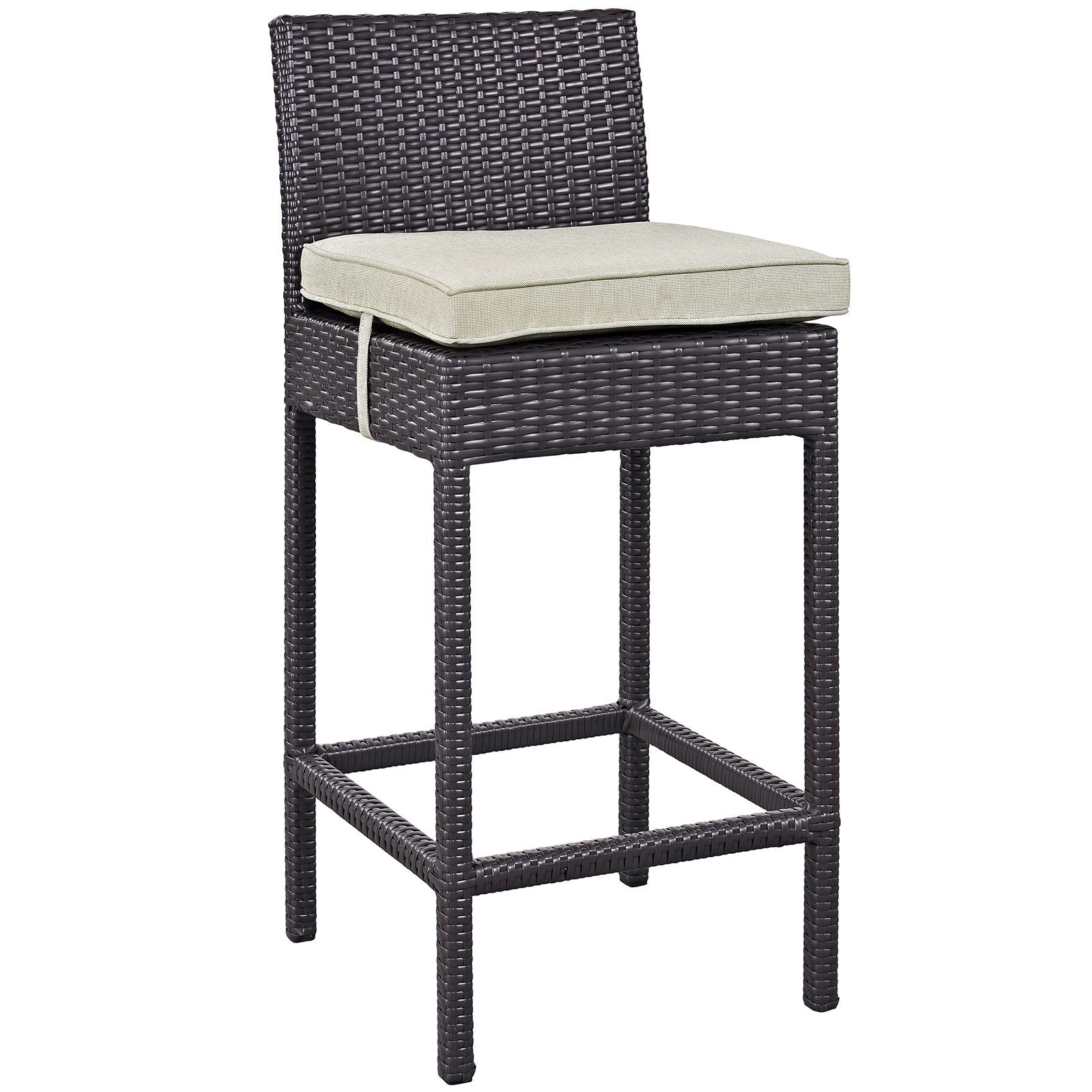 STOOL_SEATING | Lift Outdoor Patio Bar Stool Set | All-Weather Wicker Rattan | UV Resistant Cushions | Espresso Beige | Set of 2 | casafoyer.myshopify.com