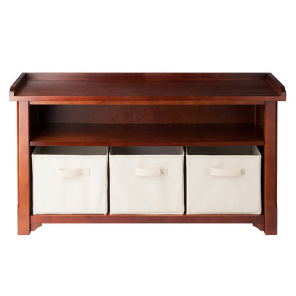 BENCH | Ergode  Wood Milan Verona Set | Storage Bench with 3 Foldable Baskets | Versatile & Sturdy Design | Walnut Finish | Easy Assembly | 40 W x 14.2 D x 22 H | casafoyer.myshopify.com