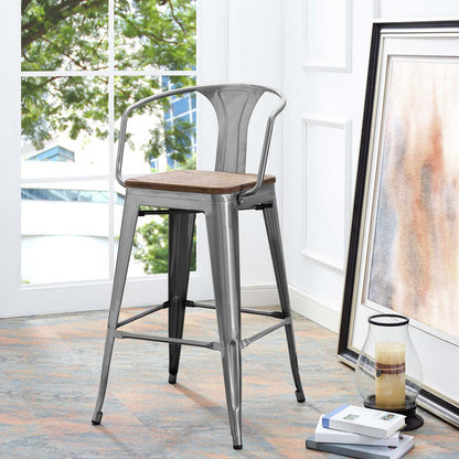 barstools | CasaFoyer Promenade Arm Bamboo & Metal Bar Stool | Vintage Steel Finish | Industrial Modern Design | Versatile & Stylish | Enhance Your Space | casafoyer.myshopify.com