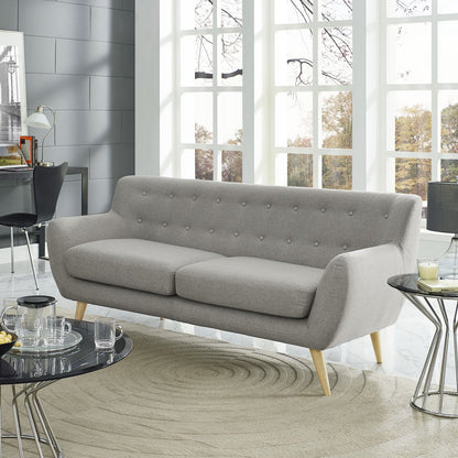 Sofa & chair Sets | Exquisite Remark Sofa | Luxurious & Stylish | Dual Cushion Design | Organic Shape | Natural Wood Legs | Mid-Century Modern | Polyester Upholstery | Finely Stitched Buttons | Perfect for Living Rooms & Lounges | casafoyer.myshopify.com