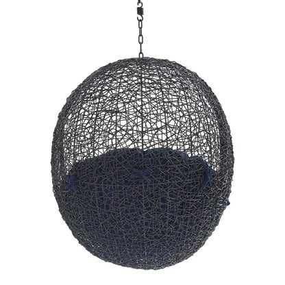 porch swings | Ergode Encase Outdoor Patio Swing Chair | Exotic Island Tranquility | Synthetic Rattan | All-Weather Cushion | Steel Frame | Adjustable Chain | Weather & UV Resistant | Perfect for Patio, Backyard, Porch, Poolside | Indoor/Outdoor Use | (Black Navy) | casafoyer.myshopify.com