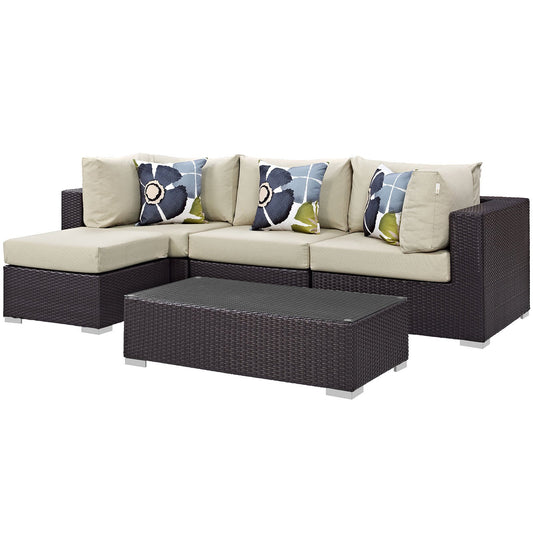 kitchen and dining room sets | CasaFoyer Convene Outdoor Sectional Set | Durable Rattan Weave | Weather-Resistant Cushions | Versatile Furniture for Patio, Backyard, Poolside | Includes Armless Chair, Coffee Table, Ottoman, 2 Corner Chairs | casafoyer.myshopify.com