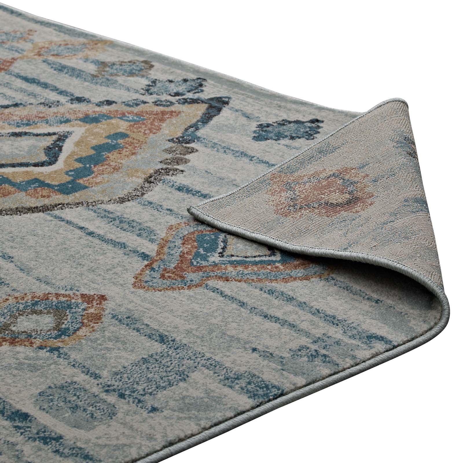 Carpet & Rugs | CasaFoyer Jenica Distressed Moroccan Tribal Abstract Diamond Area Rug | Durable | Stain Resistant | 5x8 Size | Silver Blue/Beige/Brown | casafoyer.myshopify.com