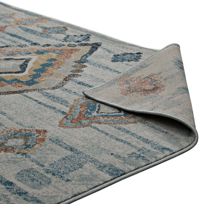 Carpet & Rugs | CasaFoyer Jenica Distressed Moroccan Tribal Abstract Diamond Area Rug | Durable | Stain Resistant | 5x8 Size | Silver Blue/Beige/Brown | casafoyer.myshopify.com