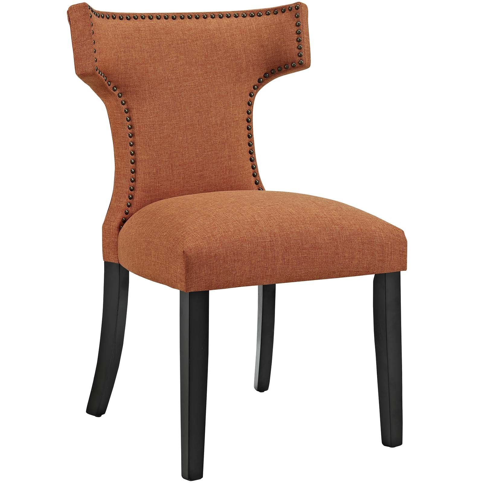 home office desk chairs | CasaFoyer Curve Dining Side Chair | Beautifully Designed | Sleek & Minimalist | Nailhead Trim | Generous Padding | Polyester Fabric Upholstery | Non-Marking Foot Caps | Tapered Wood Legs | Set of 2 | casafoyer.myshopify.com