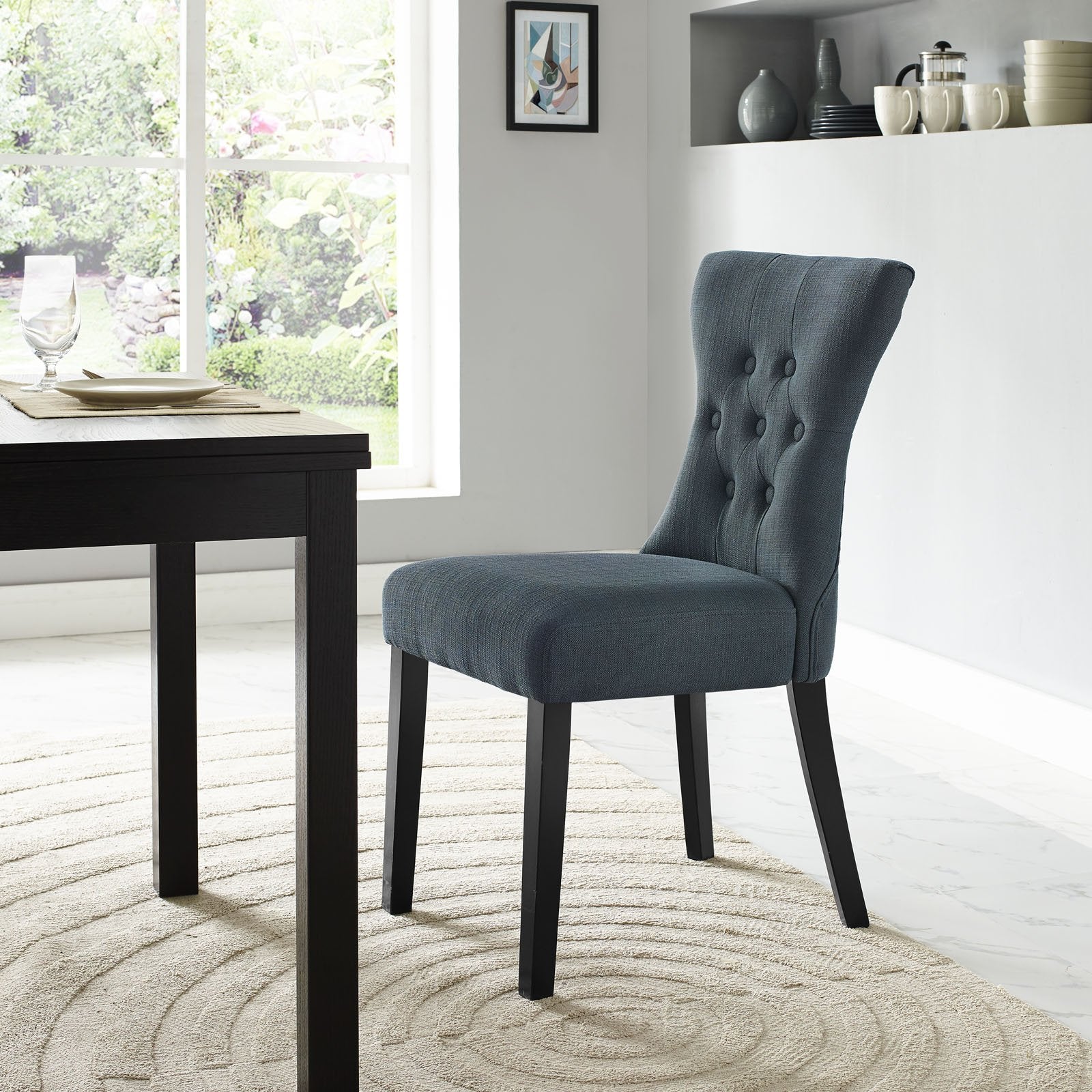 home office desk chairs | CasaFoyer Silhouette Dining Side Chair | Elegant Curves | Hardwood Legs | Luxury Comfort | Gray | casafoyer.myshopify.com