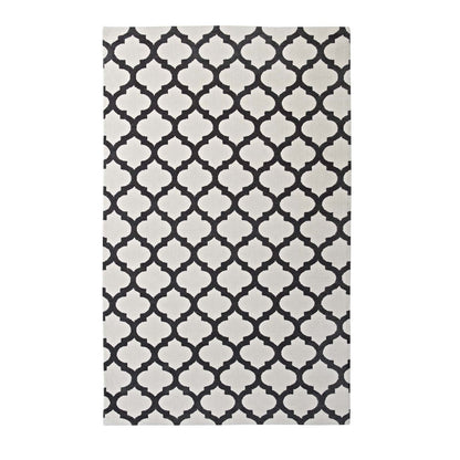 Carpet & Rugs | CasaFoyer Lida Moroccan Trellis Area Rug | Quatrefoil Pattern | Soft Microfiber | Durable Jute Bottom | Stain-Resistant | Easy to Clean | 8x10 Ivory/Charcoal | casafoyer.myshopify.com