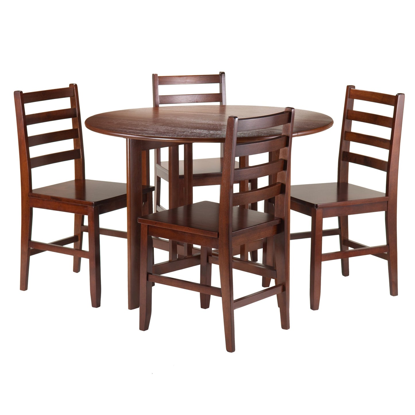childrens table and chair sets | CasaFoyer Alamo Round Drop Leaf Table | 4 Hamilton Chairs | Small Spaces | Solid Wood | Easy Assembly | Walnut Finish | casafoyer.myshopify.com
