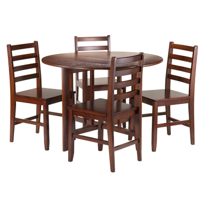 childrens table and chair sets | CasaFoyer Alamo Round Drop Leaf Table | 4 Hamilton Chairs | Small Spaces | Solid Wood | Easy Assembly | Walnut Finish | casafoyer.myshopify.com