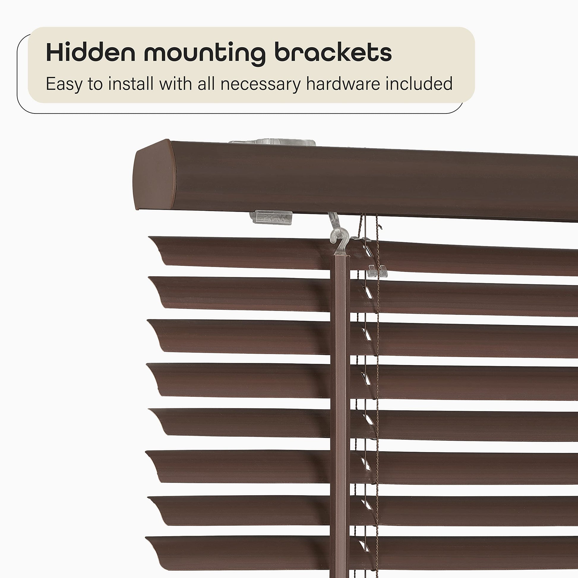 window treatment horizontal blinds | CasaFoyer Cordless GII Deluxe Sundown 1 Blind | Room Darkening | PVC | Tilt Wand | Cordless Lift | Easy Installation | 29x64 Mahogany | casafoyer.myshopify.com