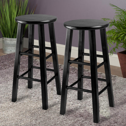 barstools | CasaFoyer  Wood Pacey Counter Stools - Set of 2 | Black | Solid Wood | 24.4 Height | Modern Design | Space-saving | No Assembly | casafoyer.myshopify.com