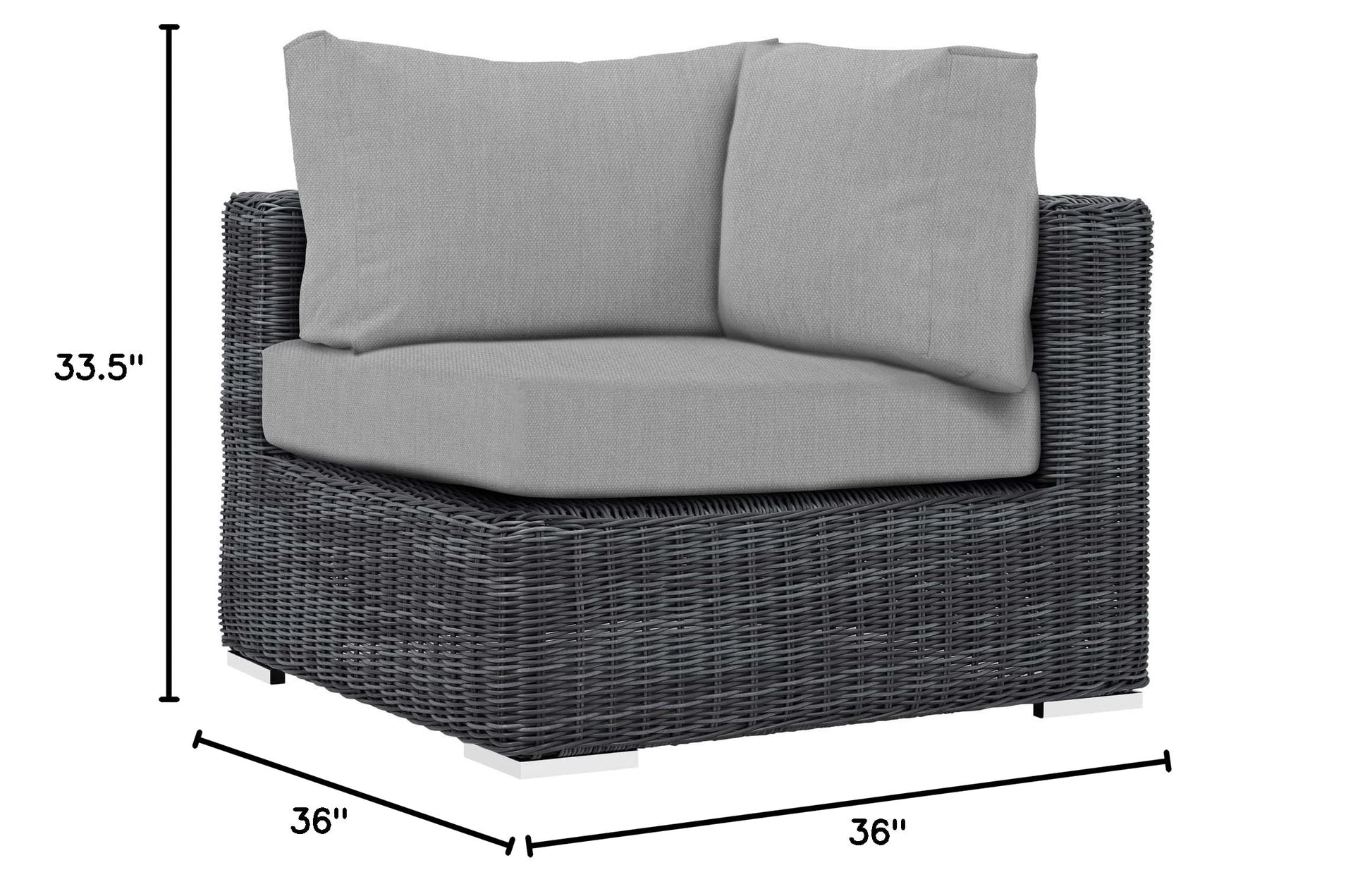 sofas | Summon Outdoor Patio Corner Sofa Chair | Ultimate Comfort & Quality | Two-Tone Rattan Weave | Sunbrella Cushions | UV Protection | Powder-Coated Aluminum Frame | Contemporary Design | Perfect for Patio, Backyard, Poolside | Includes One Corner Chair | casafoyer.myshopify.com