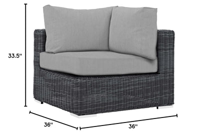 sofas | Summon Outdoor Patio Corner Sofa Chair | Ultimate Comfort & Quality | Two-Tone Rattan Weave | Sunbrella Cushions | UV Protection | Powder-Coated Aluminum Frame | Contemporary Design | Perfect for Patio, Backyard, Poolside | Includes One Corner Chair | casafoyer.myshopify.com