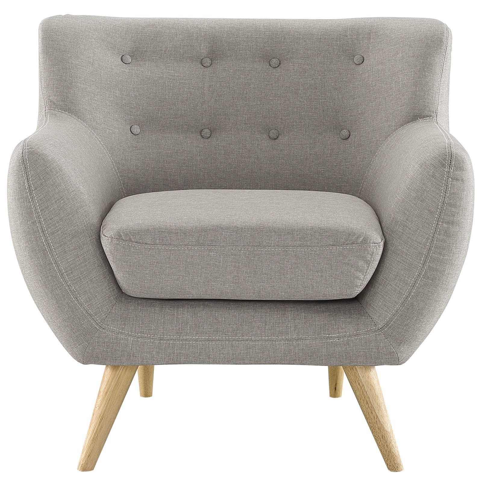 home office desk chairs | CasaFoyer Wholesale | Luxurious Dual Cushion Armchair | Wooden Legs | Elegant Design | Polyester Upholstery | Finely Stitched Back Seat Buttons | Modern & Sophisticated | Light Gray | casafoyer.myshopify.com