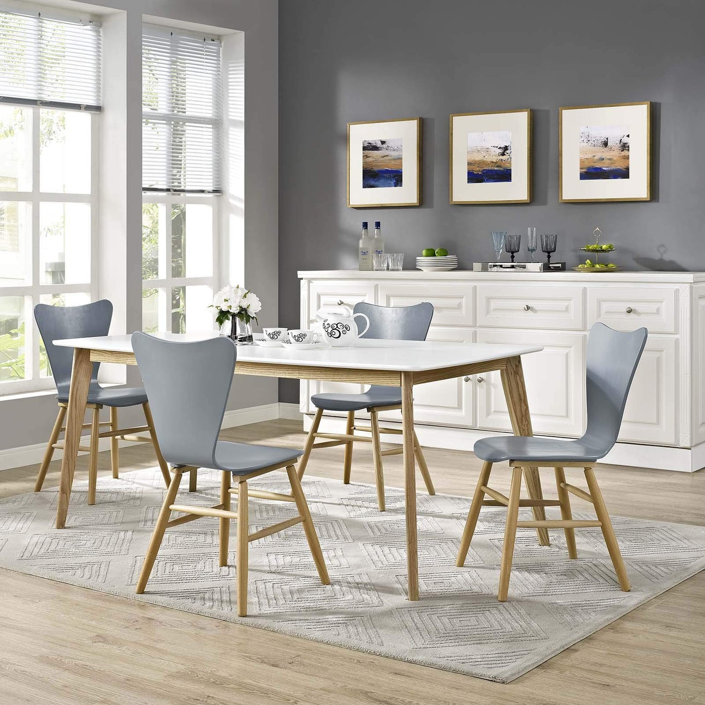home office desk chairs | CasaFoyer Cascade Dining Chair Set of 4 | Mid-Century Modern Design | Contoured Seat & Flared Back | Painted Bentwood | Beechwood Legs | Gray | casafoyer.myshopify.com