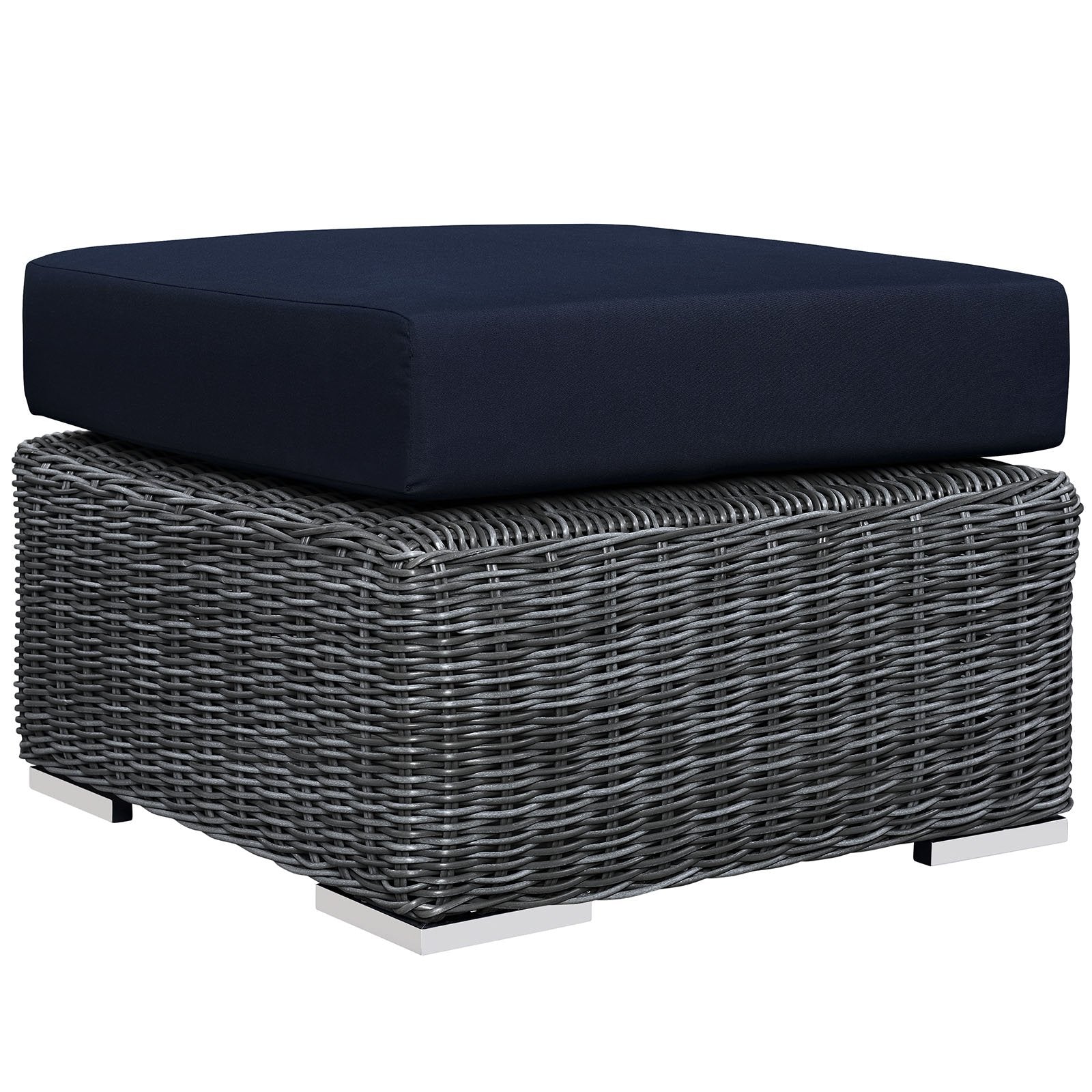 ottomans | CasaFoyer Summon Outdoor Patio Ottoman | Ultimate Comfort & Quality | Two-Tone Rattan Weave | Sunbrella Cushions | Powder-Coated Aluminum Frame | Sleek & Modern Design | Perfect for Patio, Backyard, Poolside | Includes 1 Ottoman | casafoyer.myshopify.com