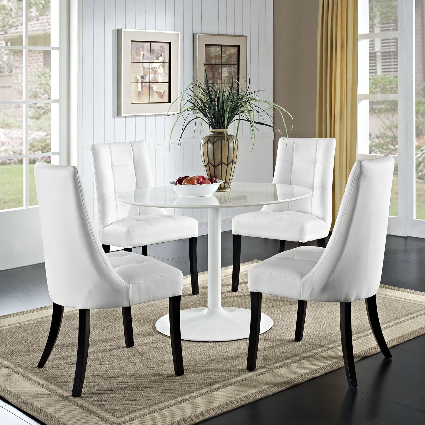 home office desk chairs | CasaFoyer Noblesse Dining Chair Set of 4 | Grandeur & Comfort | Faux Leather Checkerboard | Captivating Ambiance | White | casafoyer.myshopify.com