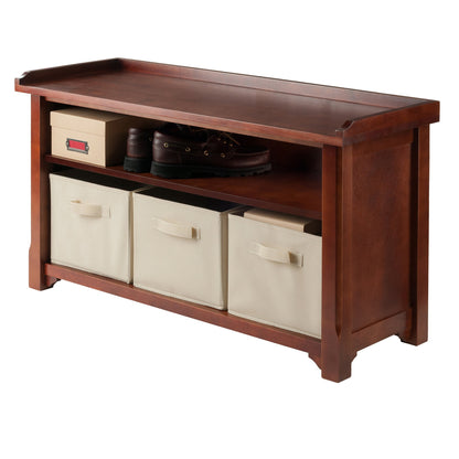 BENCH | Ergode  Wood Milan Verona Set | Storage Bench with 3 Foldable Baskets | Versatile & Sturdy Design | Walnut Finish | Easy Assembly | 40 W x 14.2 D x 22 H | casafoyer.myshopify.com