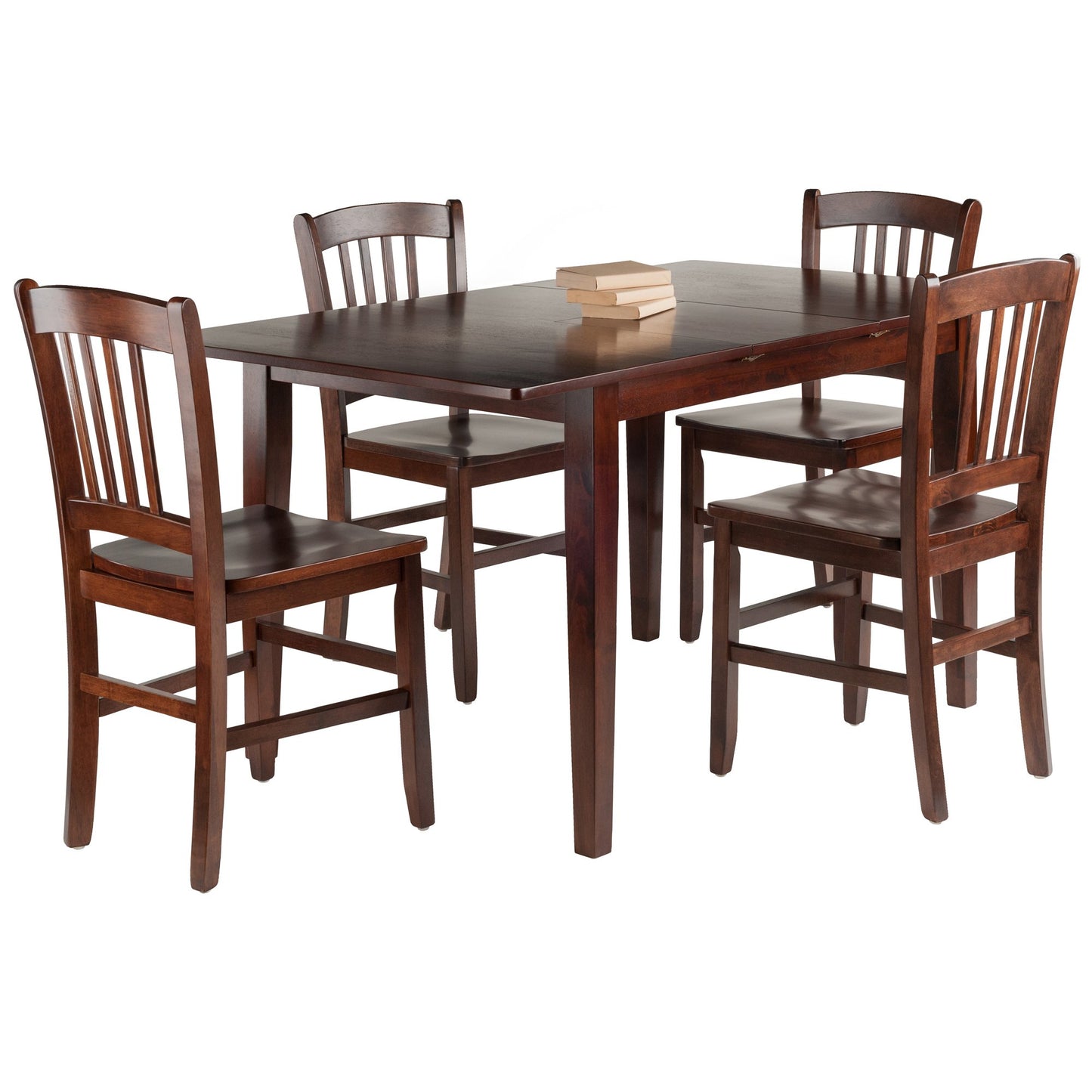 childrens table and chair sets | CasaFoyer 5-Piece Dining Set | Anna Extension Table (58 Width) | 4 Slat Back Chairs | Solid Wood | Walnut Finish | casafoyer.myshopify.com