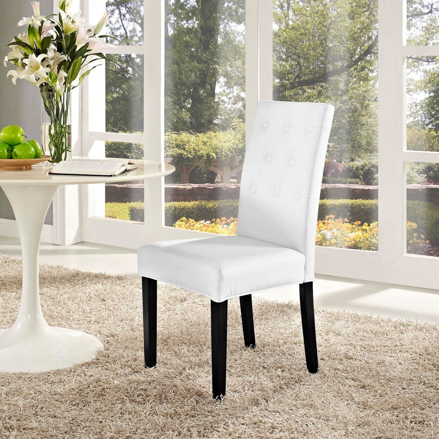 Chair | Confer Dining Chair | Luxurious Faux Leather Upholstery | Tufted Buttons | Sturdy Hardwood Legs | Enhance Dining Room Ambiance | casafoyer.myshopify.com