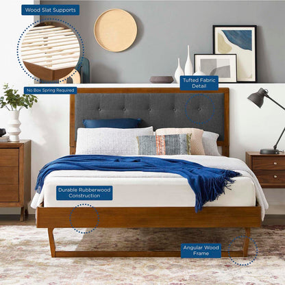 bed frames | CasaFoyer Willow Tufted Wood Queen Platform Bed | Mid-Century Design | Upholstered Headboard | Sturdy Materials | Wood Slat Support System | Easy Assembly | casafoyer.myshopify.com
