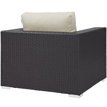 Patio Furniture Sets | Convene Outdoor Sectional | Versatile Arm Chair | All-Weather Cushions | Espresso Beige | casafoyer.myshopify.com