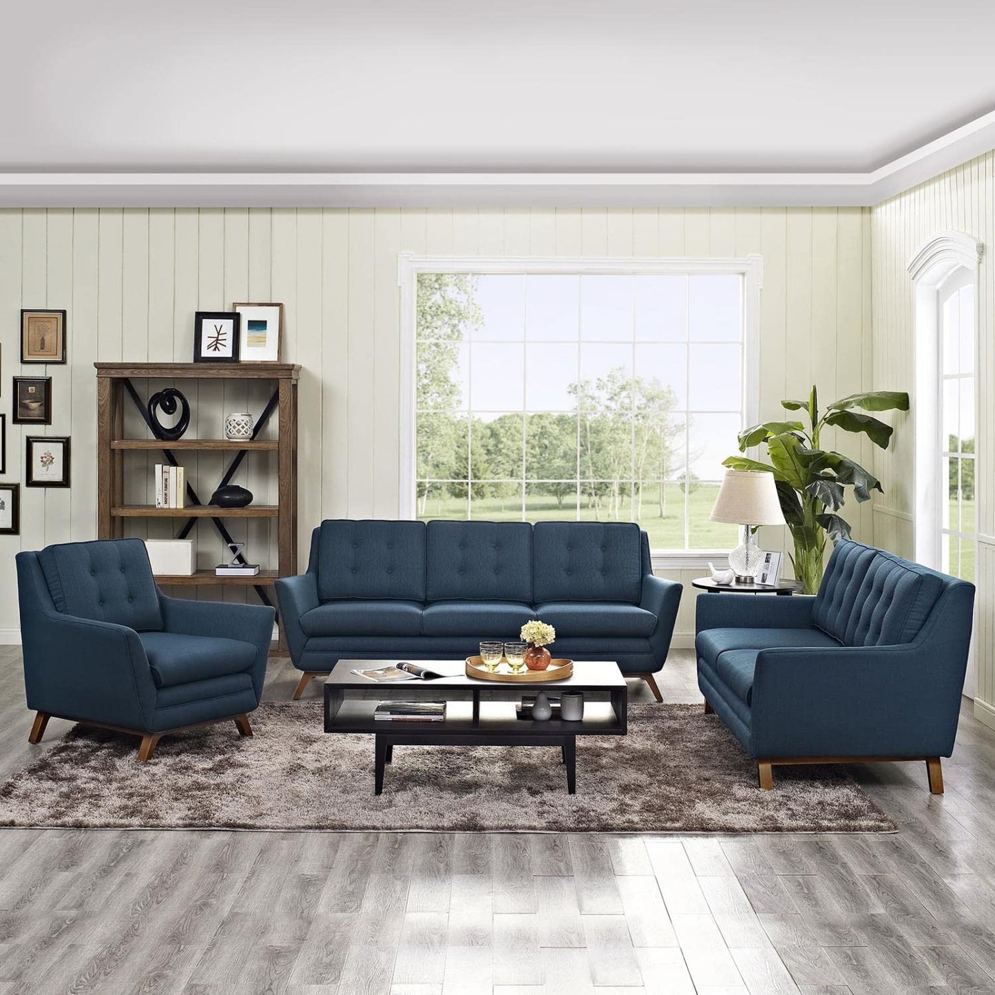 sofas | CasaFoyer Beguile Collection | Mid-Century Elegance | Fabric Upholstery | Walnut Base | Armchair, Loveseat, Sofa. Elevate your living area with this exquisite set. | casafoyer.myshopify.com