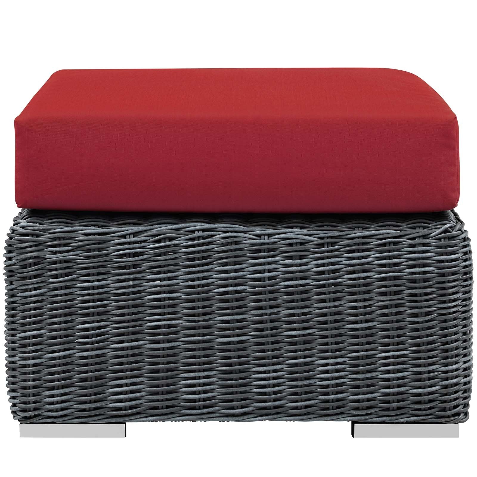 Ottoman | Summon Outdoor Patio Ottoman | Ultimate Comfort & Quality | Two-Tone Rattan | Sunbrella Cushions | UV Protection | Aluminum Frame | Perfect for Patio, Backyard, Poolside | casafoyer.myshopify.com