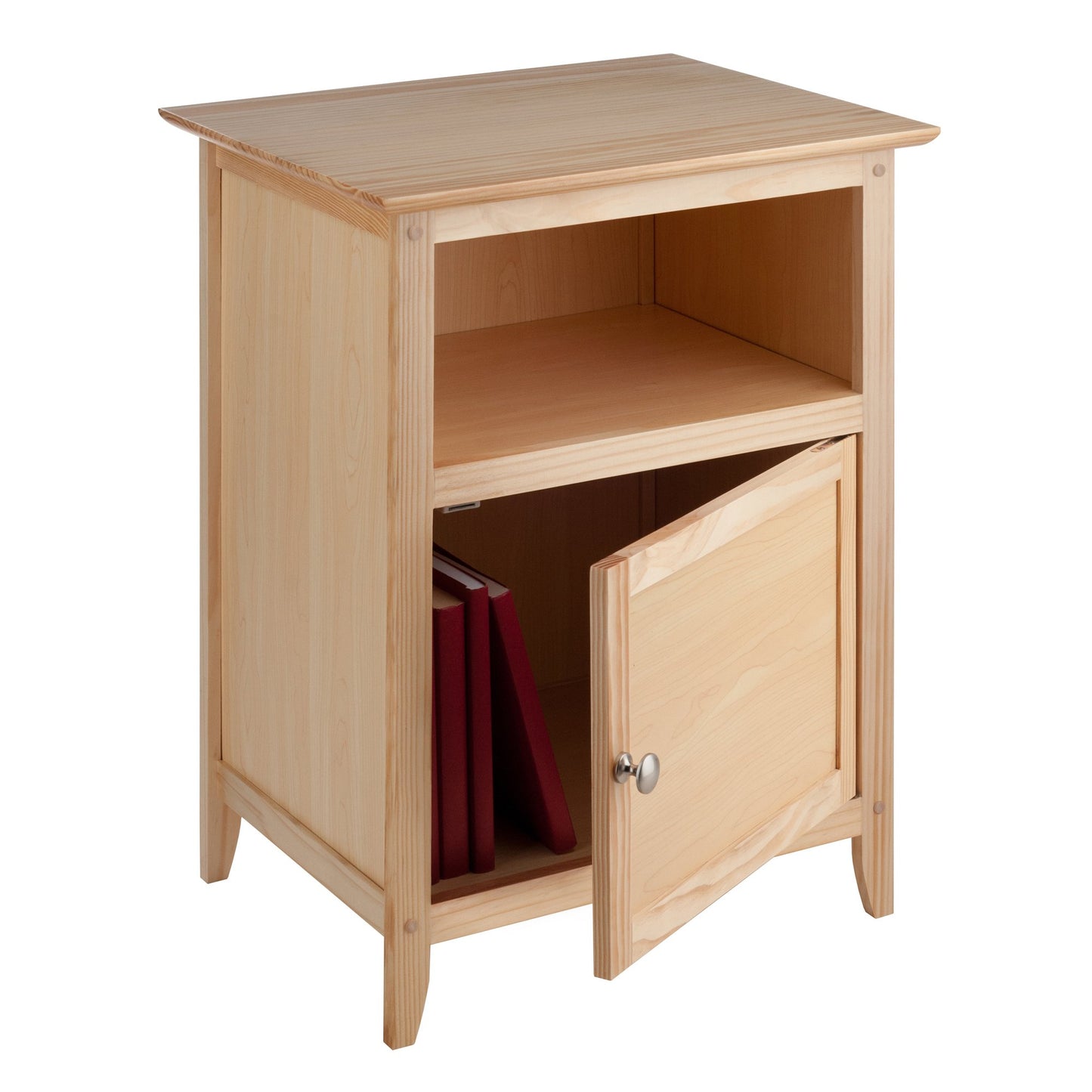 CABINET | Elegant Wooden Nightstand | Shaker Style | Open Shelf & Cabinet | Durable Solid Wood | Easy Assembly | 18.9 W x 14.96 D x 25 H | 14.4 lbs | casafoyer.myshopify.com